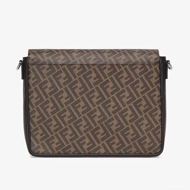 Affordable FF Bag Large Messenger Brown Fendi Fabric Motif In 0611